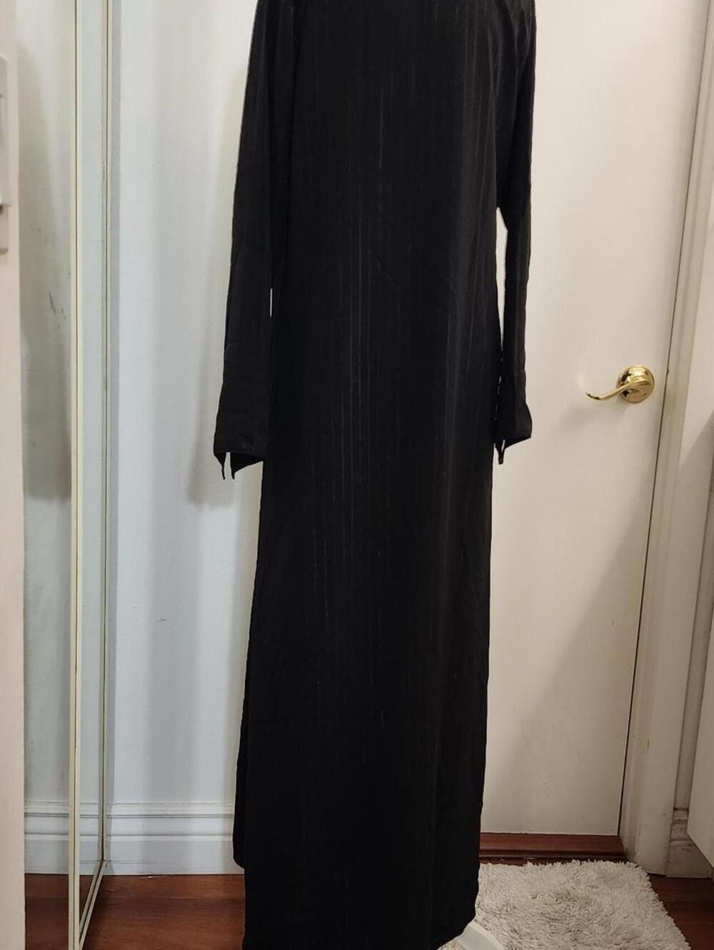 Black Lightweight Gothic Whimsigoth Renaissance Split Sleeve Maxi Dress Size L - Picture 6 of 7